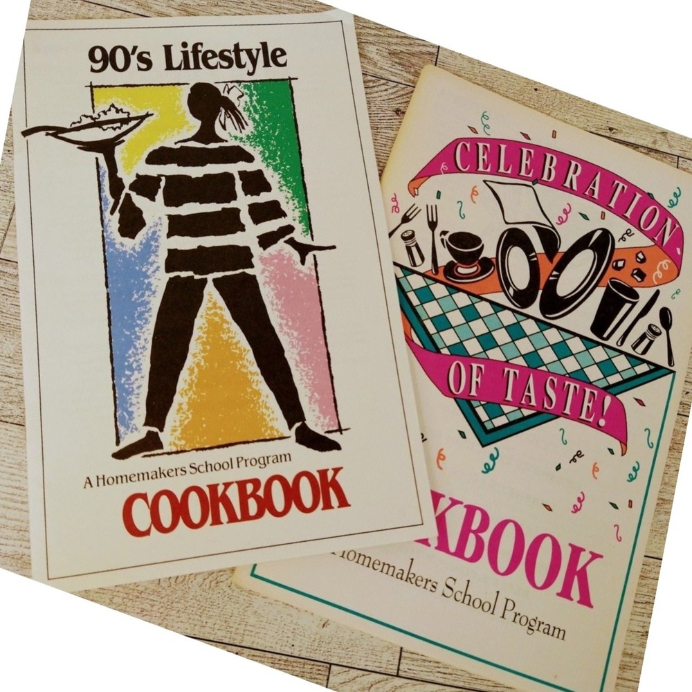 Vtg 1990s Homemakers School Program Cookbooks LOT‎ of 2 Retro Recipe Booklets